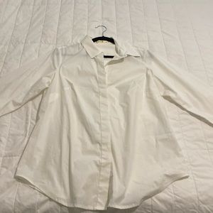 White 3/4 sleeve button down, 1X